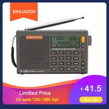 Radiwow-R-108 SIHUADON, Radio Digital PORTÁTIL ESTÉREO FM AM SW Air, alarma de sonido, pantalla de funciones, reloj, altavoz de temperatura