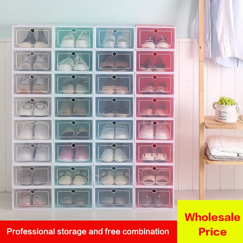 

1pcs Transparent Shoe Box Dustproof Plastic Shoe Storage Artifact Flip Shoe Rack Shoe Organizer Hanger Superimposed Combination