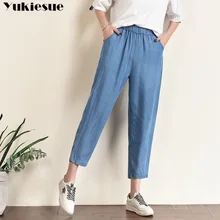 Осенние джинсы женские модные синие с высокой талией свободное джинсовое платье женские шаровары брюки джинсы бойфренды для женщин большие размеры