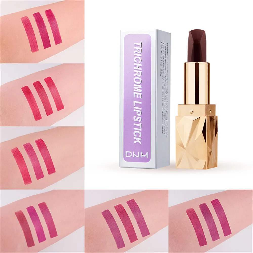 dnm 6 colors lipstick matte waterproof velvet tricolor lip stick