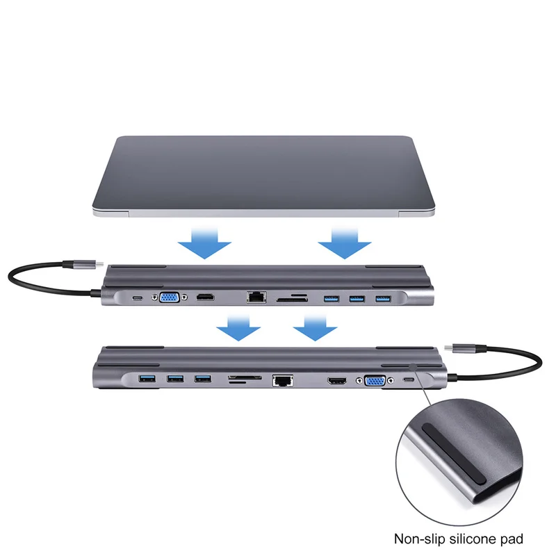  USB C HUB Type C to Multi USB 3.0 HDMI VGA RJ45 SD Card Reader for MacBook Pro Adapter USB-C 3.0 Sp