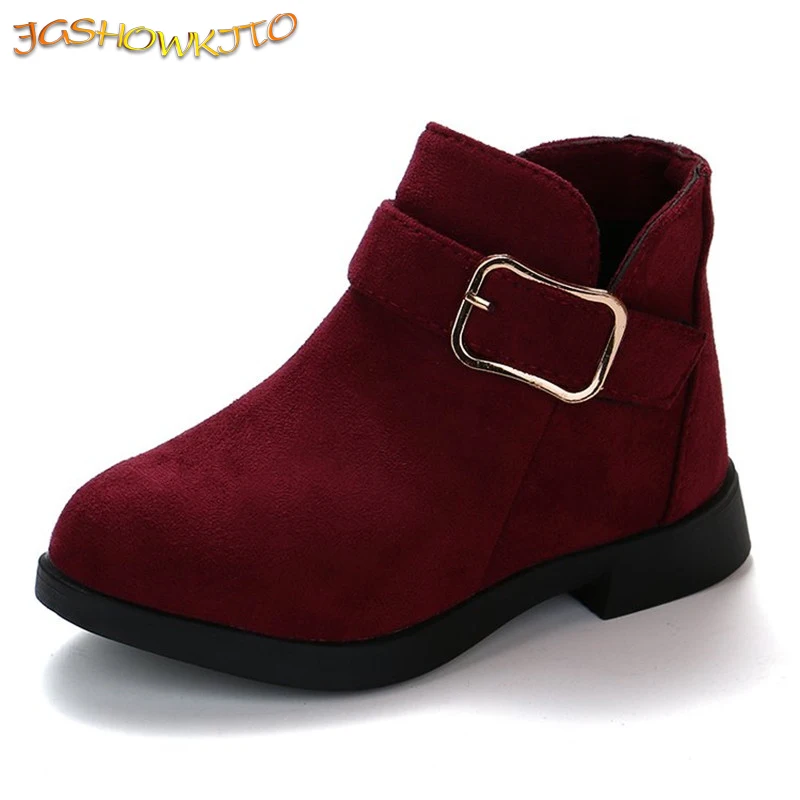 JGSHOWKITO/зимние ботинки для девочек Классические детские ботильоны с пряжкой