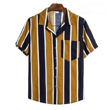 

Men's short-sleeved shirts 2020 summer new men's shirts stripes printed casual fashion loose shirts men's shirts casual shirts