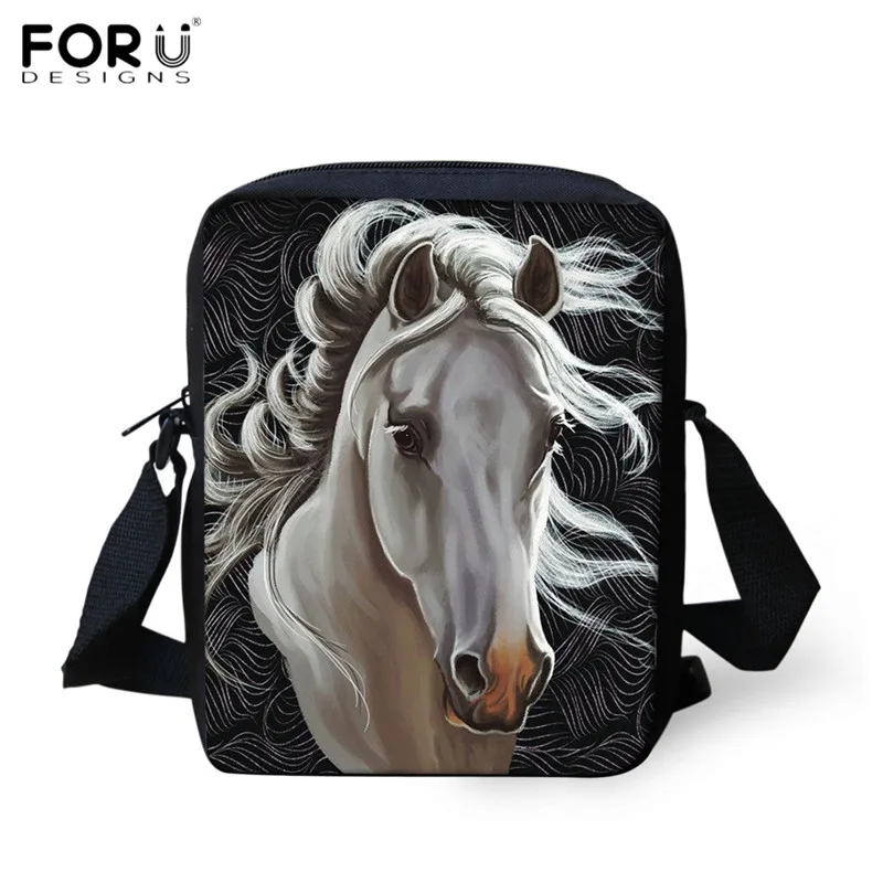 FORUDESIGNS/сумки-мессенджеры с животными для детей, девочек, мальчиков, лошадь, 3D принт, мини сумка через плечо, модная женская Повседневная сумка на плечо, Bolsa - Цвет: HX604E