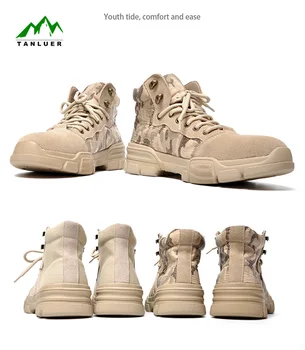 

TANLUER men shoes Martin boots shoes men Cowhide material Retro casual tooling shoes all-match men's leather outdoor shoes