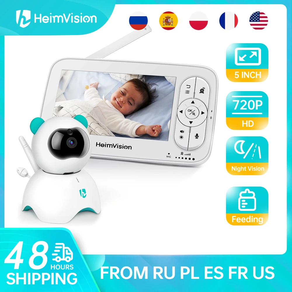 HeimVision HM136 5.0 Inch Baby Monitor with Camera Wireless Video Nanny 720P HD Security Night Vision Temperature Sleep Camera cctv security cameras