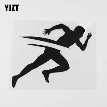 

YJZT 14.1CMX11.5CM Running Man Sports Fitness Health Vinyl Car Sticker Black/Silver 8A-0834