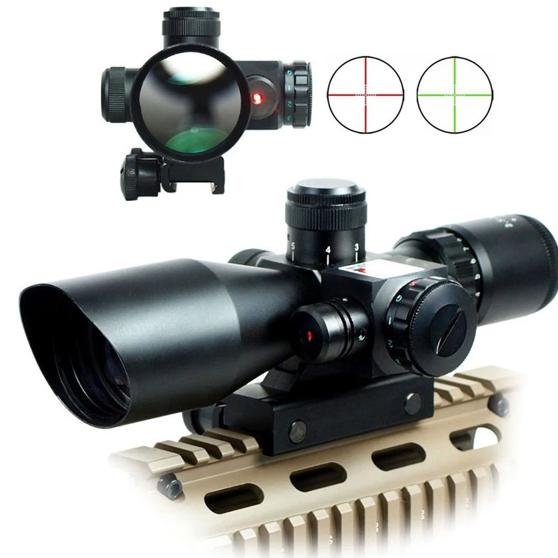 

Tactical 2.5-10x40 Red Laser Riflescope + Red Green Mil-dot Holographic Sight Scope Combo 11mm 20mm Rail Hunting Scope
