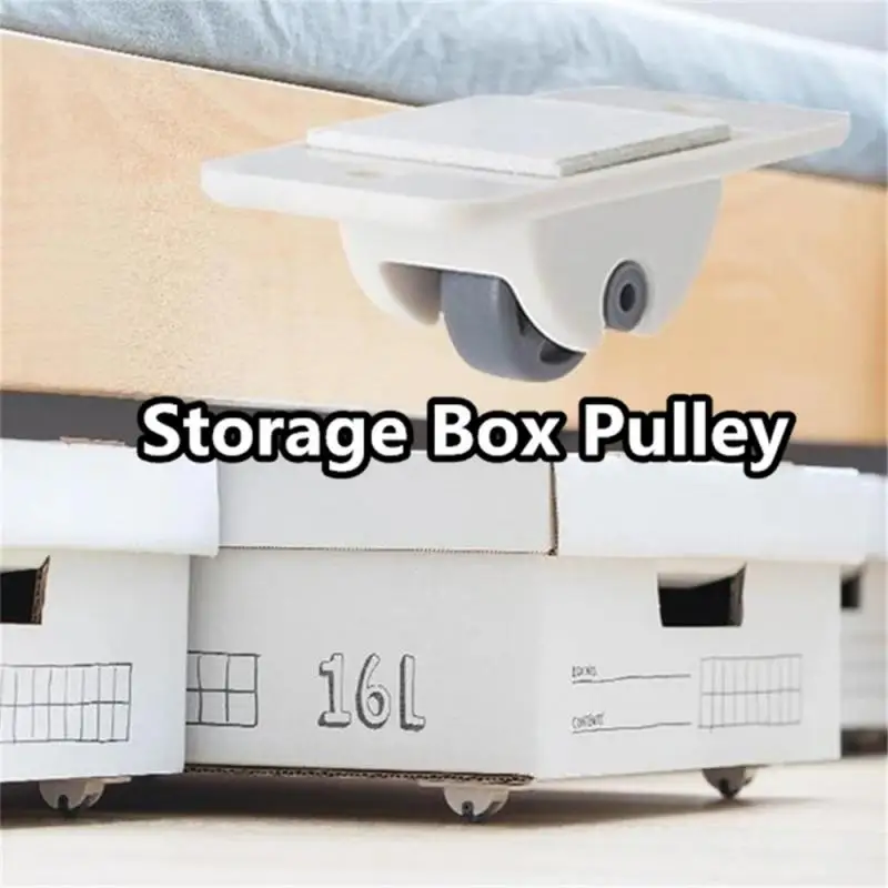 

HOT!! 4Pcs Storage Box Pulley Self Stickable Wheels Home Storage Box Accessories Desktop Make Up Container For Furniture Casters