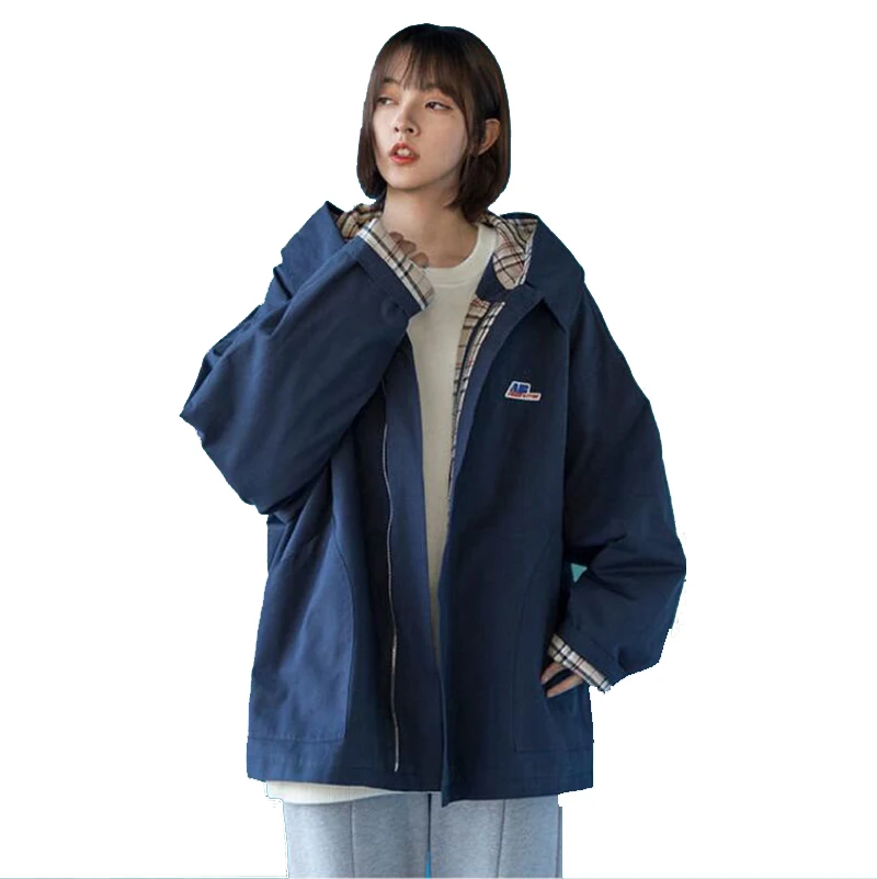 

Куртка-бомбер женская в стиле Харадзюку, хороший пиджак свободного покроя, хлопковая ветровка с капюшоном, в стиле бойфренд, весна-осень