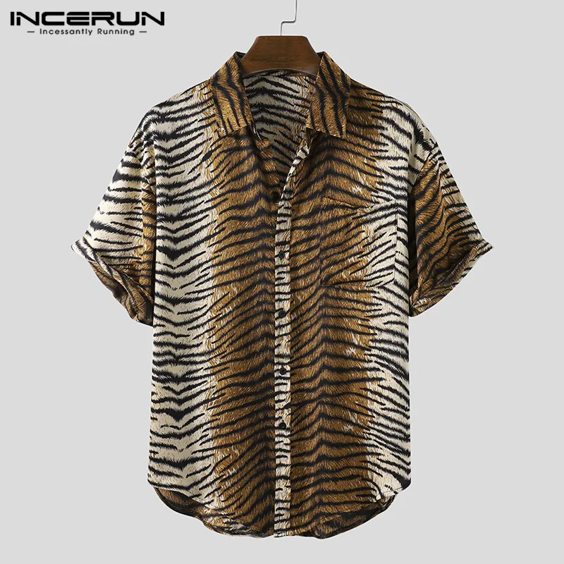 Short Sleeve Men Shirt Leopard Print Lapel Chic 2020 Streetwear Button Blouse Casual Summer Fashion Mens Hawaiian Shirts INCERUN Short Sleeve Men Shirt Leopard Print Lapel Chic 2020 Streetwear Button Blouse Casual Summer Fashion Mens Hawaiian Shirts INCERUN