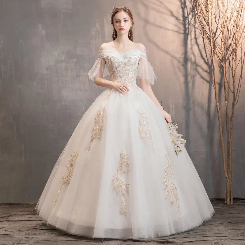 Elegante Witte Trouwjurken Lace Up Applicaties Uit De Schouder Baljurk Vintage Formele Jurken Bride Vestidos De Novia 2020 Elegante Witte Trouwjurken Lace Up Applicaties Uit De Schouder Baljurk Vintage Formele Jurken Bride Vestidos De Novia 2020