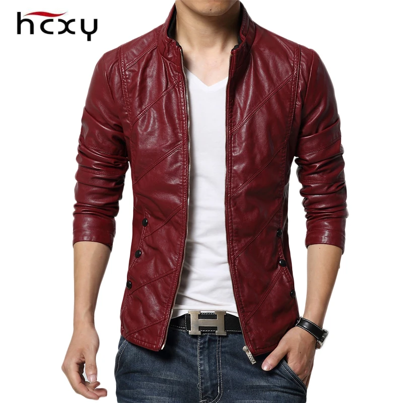 Мужские мотоциклетные кожаные куртки HCXY 2019 Мужская осенняя одежда из
