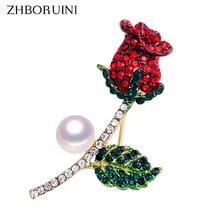 ZHBORUINI Высококачественная натуральная брошь с пресноводным жемчугом Жемчужный Цветок Роза брошь золотого цвета жемчужные ювелирные изделия для женщин аксессуары