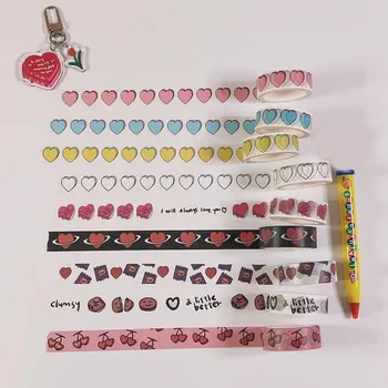 

1 Pcs Romantic Love Heart Cherry Masking Washi Tapes DIY Decorative Tape for Diary Scrapbooking Label Stickers Korean Stationery
