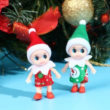 

1Pair 8CM Christmas Doll Baby Elves Dolls Movable Arm Leg Elf Doll Dollhouse Toy Poupée elfe de Noël Рождественская кукла