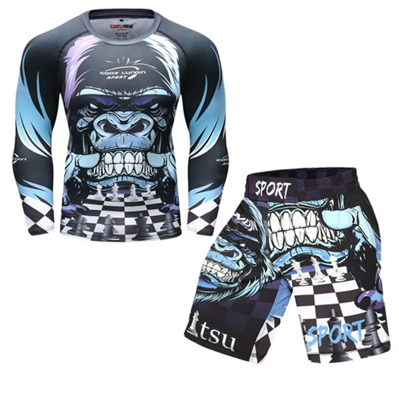 Спортивный костюм для ММА Rashguard мужчин трикотажные изделия с 3D принтом и бокса
