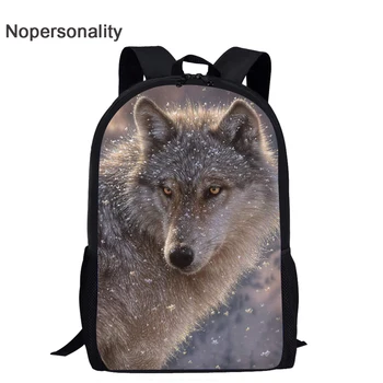 

Nopersonality Cool Wild Wolf Kids Backpack for Boys Fashionable Child Back Pack Durable Elementary Children Bagpacks 16Inch