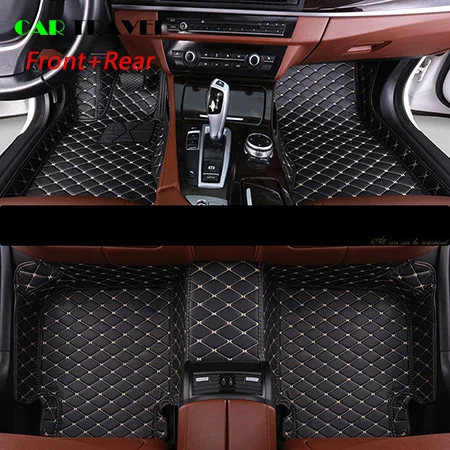 Black beige Кожаный пользовательский автомобильный коврик для Citroen c4 c5 c2 c3 c6 слив C-Quatre/Triomphe Elysee Picasso автомобильные аксессуары для стайлинга автомобилей - Название цвета: Black beige