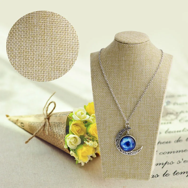 

1PC Linen Mannequin Bust Jewelry Necklace Pendant Neck Model Display Stand Holder