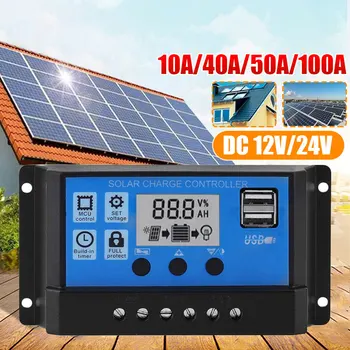 

DC12V/24V LCD MPPT Solar Charge Controller 100A Two USB PWM Solar Charge Regulator CE Caravan Accessories Outdoor Energy Battery