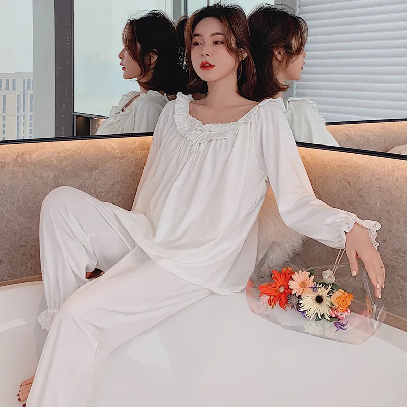 Women Soft Modal Long Sleeve Loose Pajamas Nightgown Sleepwear Comfortable Dress 