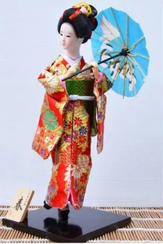 

2017 tela de Kimono japonés antiguo estatuas de Geisha sala de estar artesanía deocrativa color brillante.