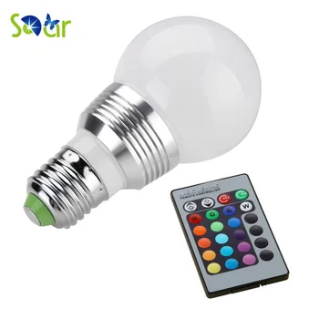 

E27 LED RGB Bulb lamp AC85-265V Changeable 3W LED RGB Spot light dimmable magic Holiday RGB lighting+IR Remote Control 16 colors
