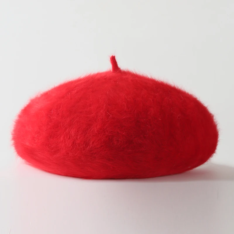 Осенне зимняя женская элегантная шапка из кроличьего меха берет художника