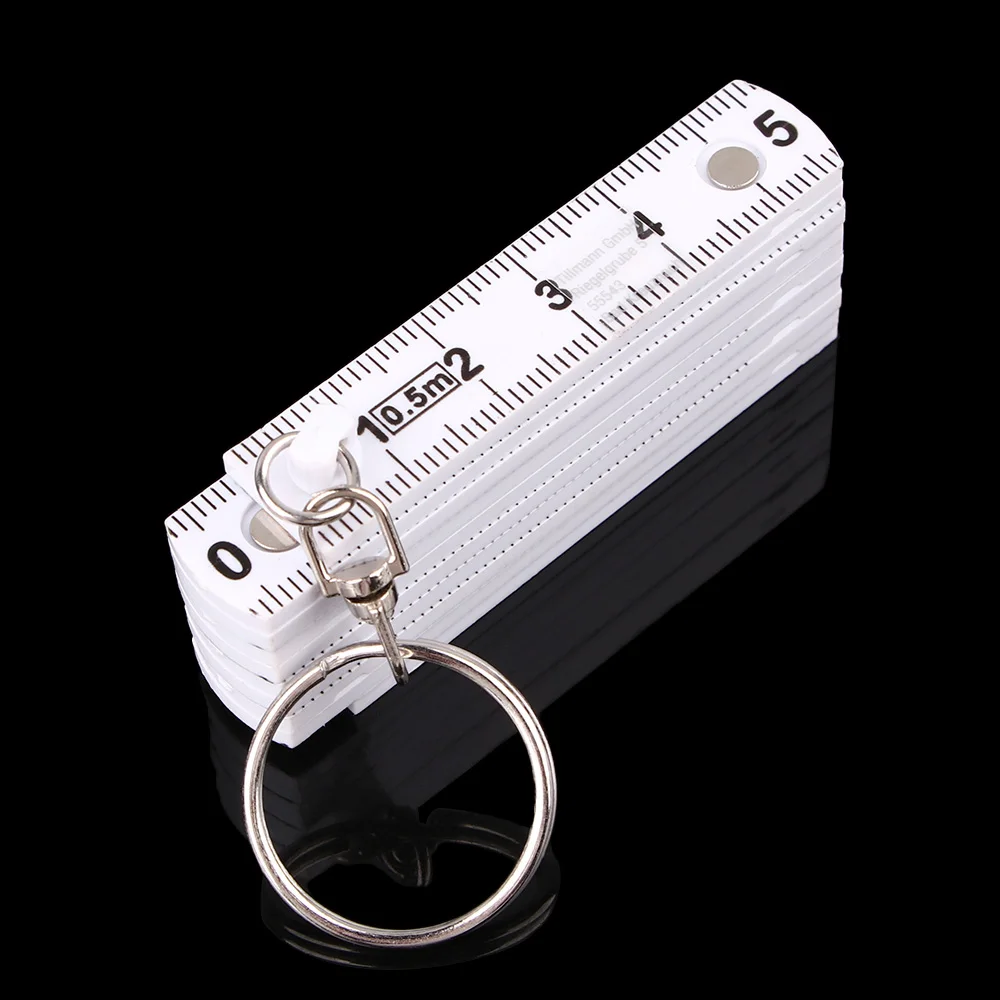 0.5m Plastic Folding Ruler Keychain Portable Carpenter Measuring Tool