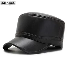 XdanqinX Зимняя Мужская искусственная кожа плоская кепка плюшевая Толстая теплая военная шапка с наушниками папа Регулируемый головной убор Размер спортивная шапка s для мужчин