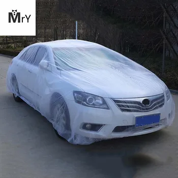 

Clear Plastic Temporary Disposable Universal SUV Car Cover Rain Dust Snow Garage Universal SUV Snow Garage