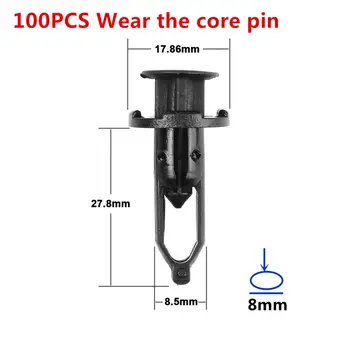 

100x Automobile 8mm Hole Nylon Rivet Fastener Clips Pin for Door Bumper