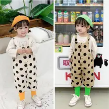 Стиль, комбинезоны в горошек для мальчиков и девочек, весенние модные детские штаны, 1-6 лет, PP603