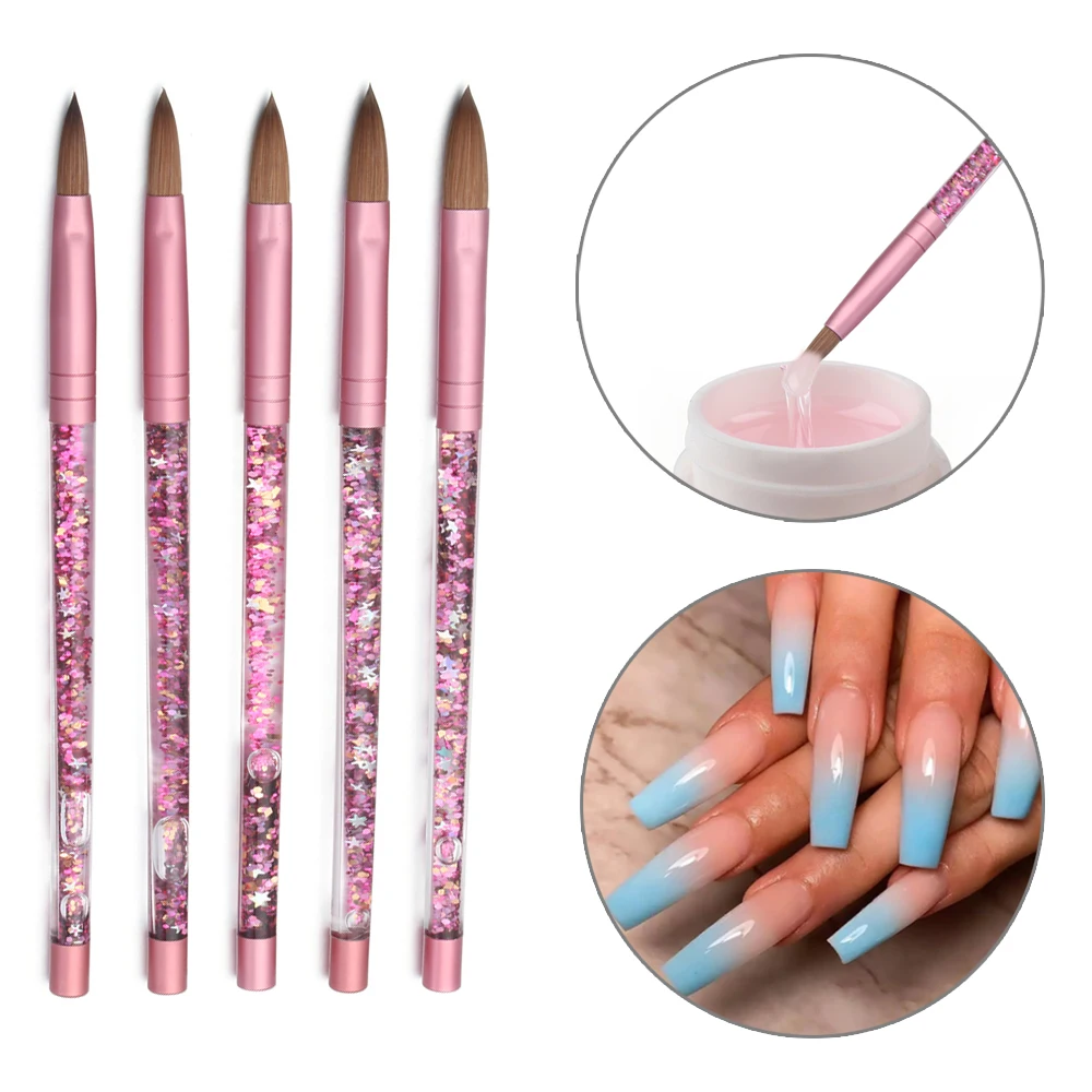 1pc Acrylic Nail Brush Powder Round Shaped Pure Kolinsky Hair Nail