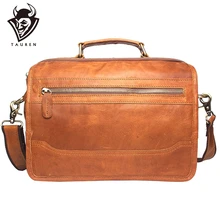 Первый слой из воловьей кожи сумка бизнес портативный масло воск натуральная кожа сумка Повседневная Мужская Портфель