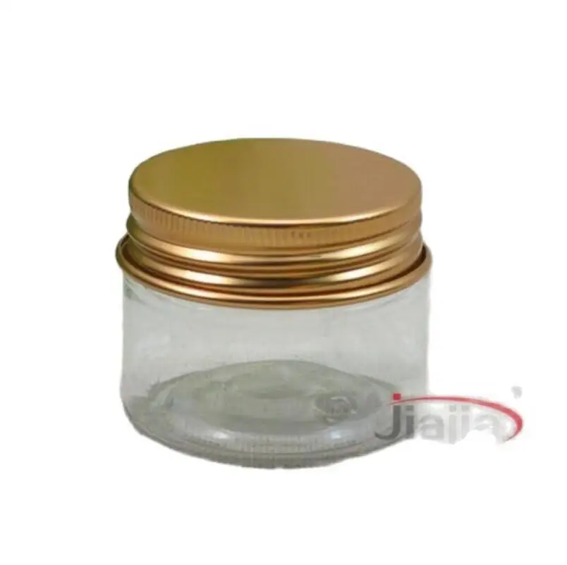 

20 grams clear PET Cosmetic Jar with brown/gold/black aluminum lid, 20ml Sample Container, 20G Cream Jars or eye cream jar.