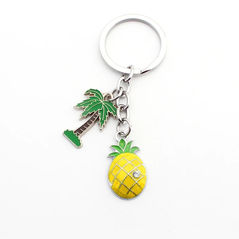 FREE SHIPPING BY DHL 100pcs/lot Cute Metal Palm Tree and Pineapple Keychains Fruit Keyrings Sea Resort Gifts | Украшения и