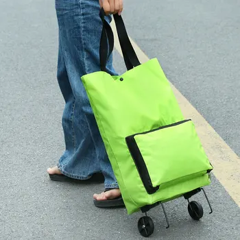 

Portable Wheeled Bag High Capacity Supermarket Folding Shopping Bag Trolley Cart Handle Bag DIN889