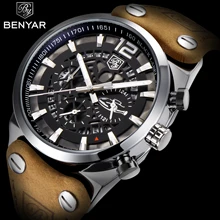 BENYAR спортивные мужские часы с большим циферблатом и хронографом