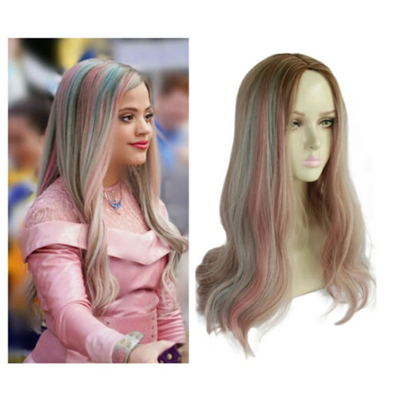 Women Descendants 3 Adult Audrey Wig Princess Long Curly Cosplay Wigs 