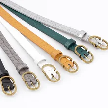 Women's Small Belt PU Alloy Buckle Waistband For Jeans Designer Corset Girdle New Stone Pattern Pin Buckle Thin Belts For Ladies