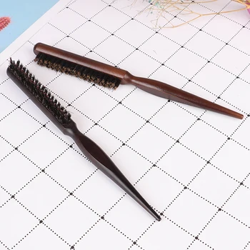 

1pc Hairdressing Barber Hair Styling Tools Wood Handle Natural Boar Bristle Hair Brush Fluffy Comb