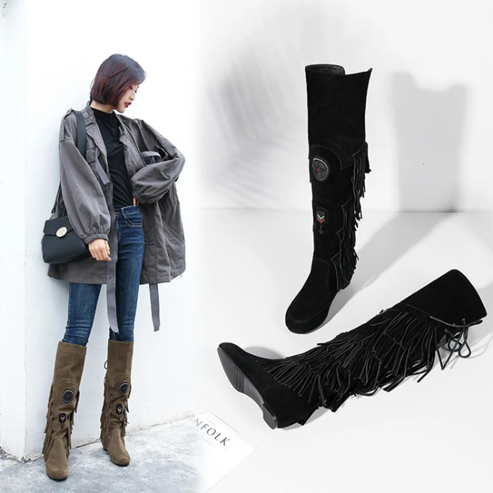

BELLECOM new women's shoes in autumn and winter 2019, knee high boots, European and American fashion Soviet locomotive boots