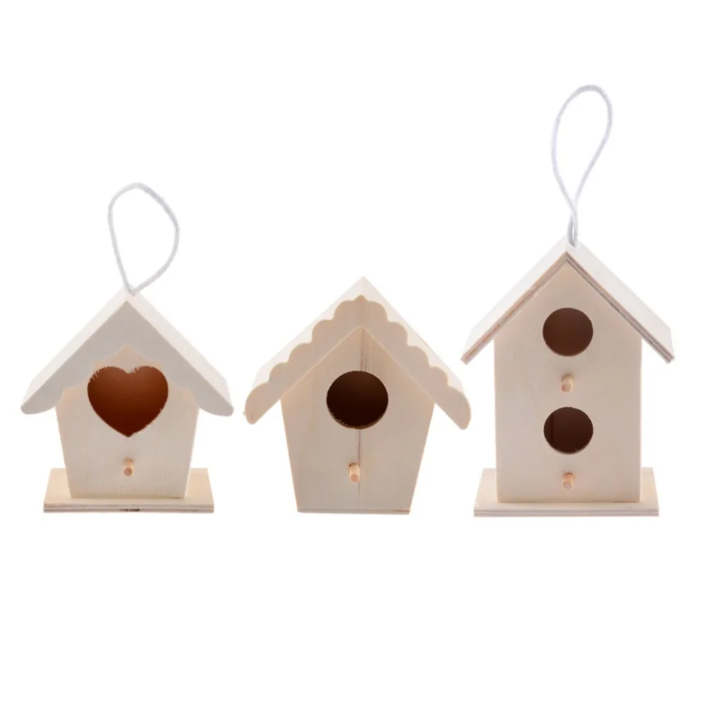 9*9cm Small Wooden Bird House Outdoor Bird Nesting Box Garden Yard Hanging Decoration Bird Nest Pet Accessories