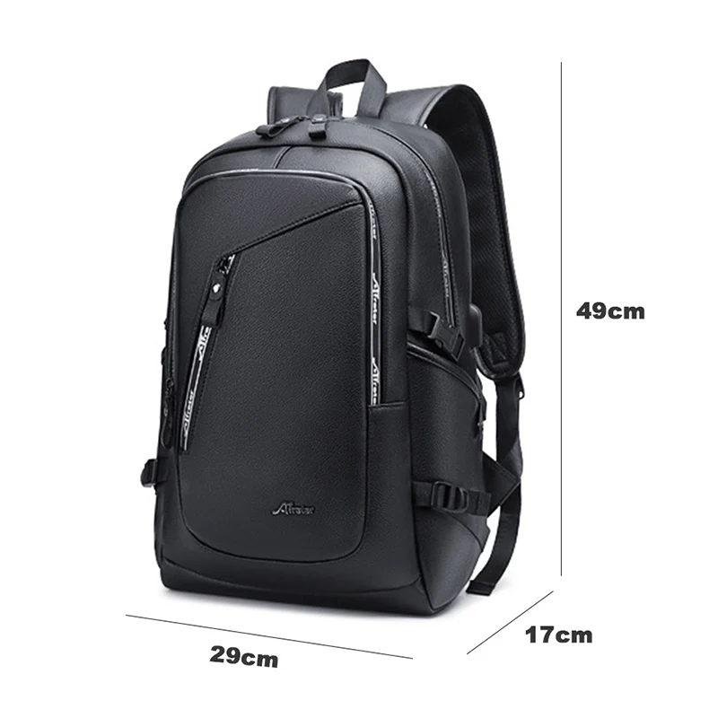 For 15.6 inch Мужской рюкзак из искусственной кожи, мужской рюкзак для ноутбука 15,6, 14 дюймов, винтажные рюкзаки для школы, USB зарядное устройство, рюкзак для путешествий, Mochila - Цвет: For 15.6 inch