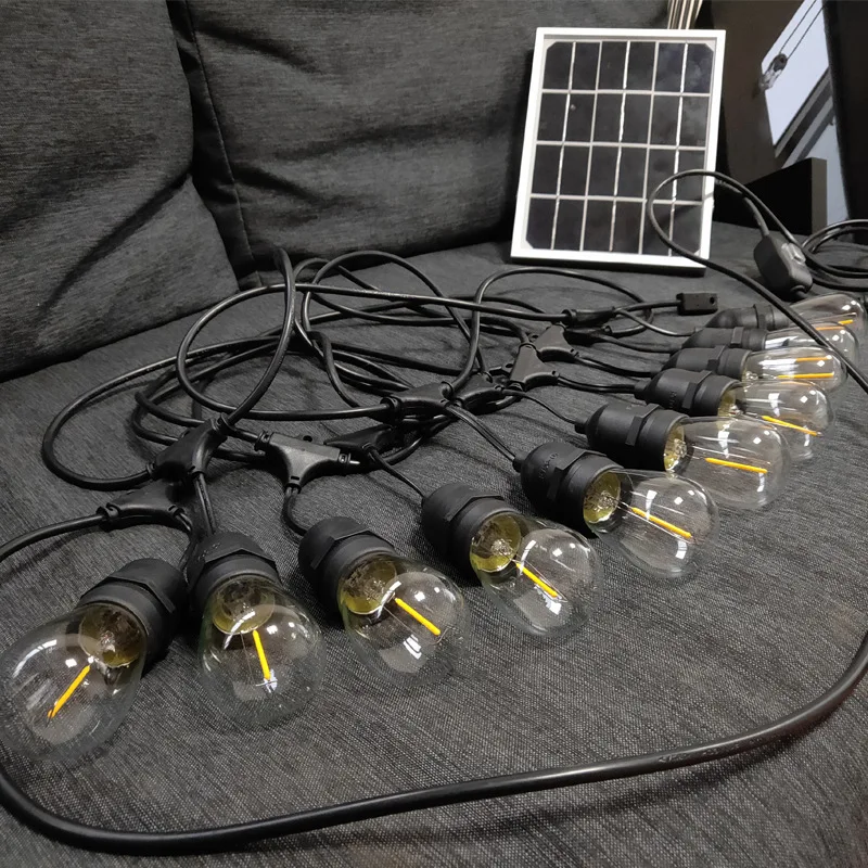 

LED Solar Courtyard Decorative Lights Retro Edison S16 Bulb String Outdoor Waterproof Bulb with Wholesale