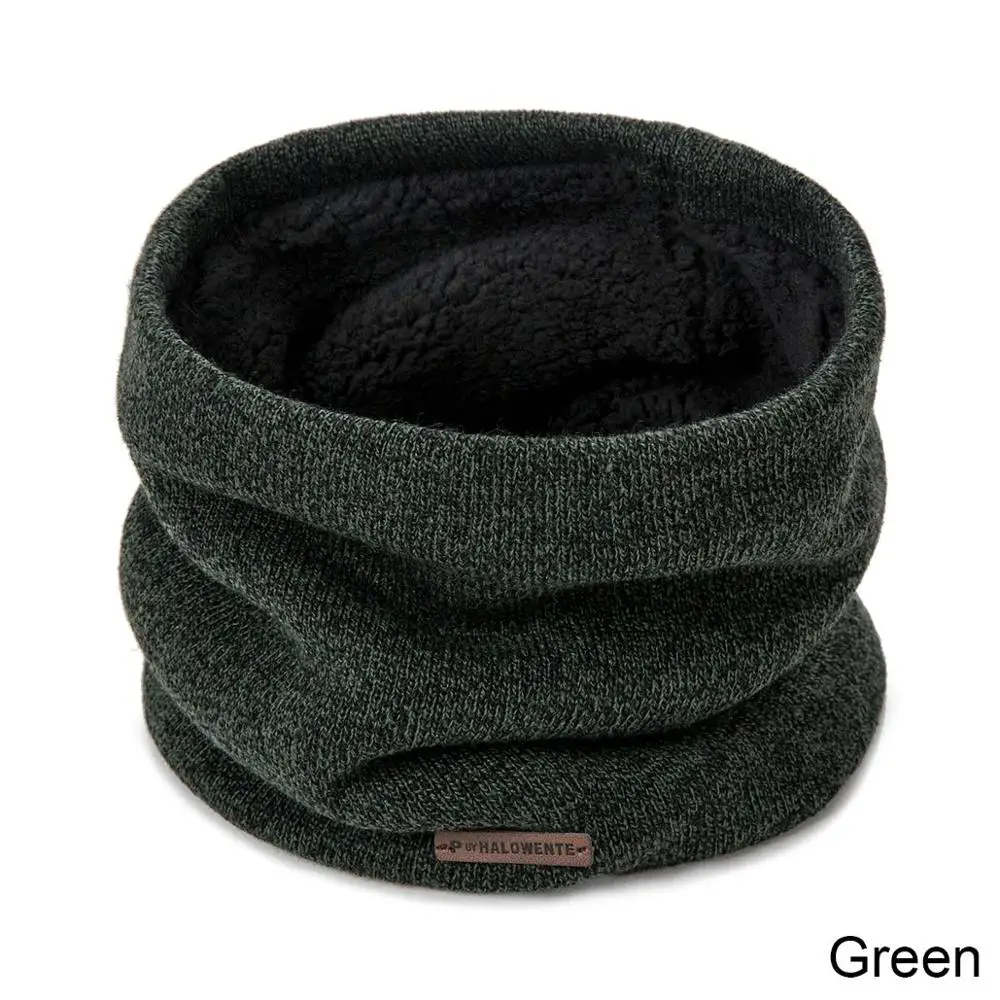 green Новинка, мужской зимний шарф, теплые вязаные вещи для зимы, кольцо, шарф для женщин, толстый плюс бархат, однотонный шарф, унисекс, одежда, аксессуары - Цвет: green