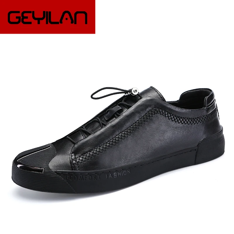 

Men Shoes Casual Genuine Leather Fashion Trendy Flat Shoes for Men New Chunky Sneakers 2019 New Trend Wild