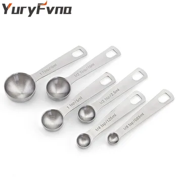 

YuryFvna Set of 6 Stainless Steel Measuring Spoons Ergonomic Narrow Shape Fits in Spice Jars for Dry and Liquid Ingredient